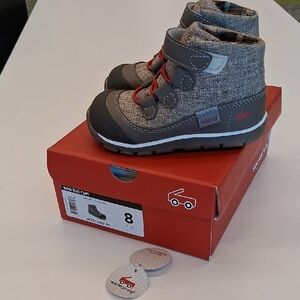 See Kai Run Charcoal and Red Kids Boots